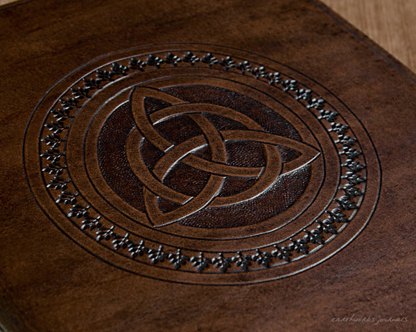 a4 dark brown celtic triquetra leather journal 4 - earthworks journals - A4C018