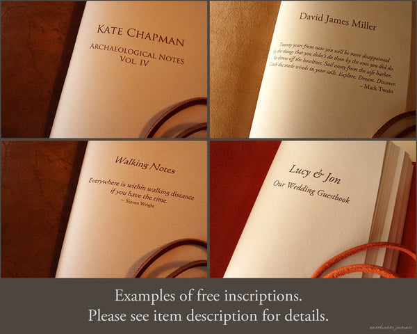 examples of inscriptions in wrap journals - earthworks journals