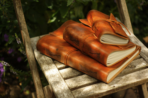 distressed brown leather journal - A4 A5 A6 group - earthworks journals