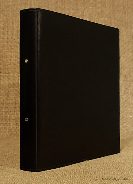A4 black leather 2 ring binder - plain classic 2 - earthworks journals A4B004
