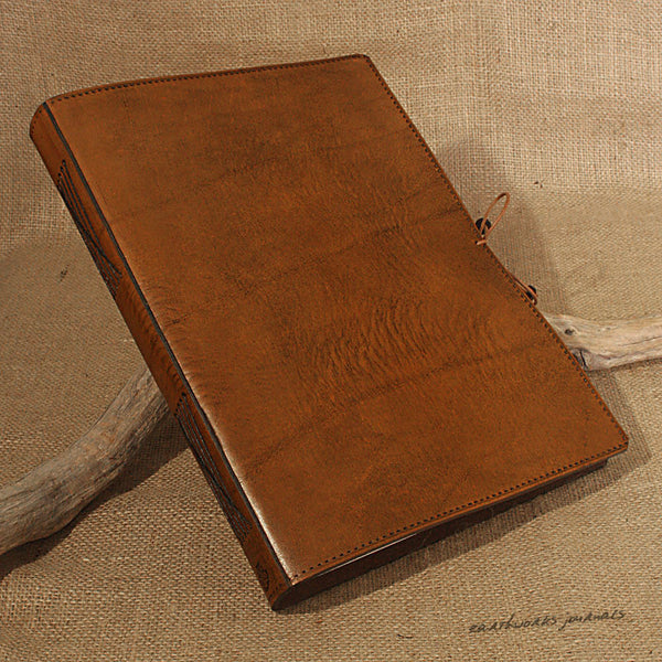 A4 brown leather journal - plain classic - earthworks journals A4PC001