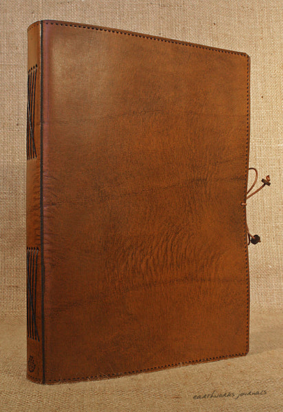 A4 brown leather journal - plain classic 2 - earthworks journals A4PC001