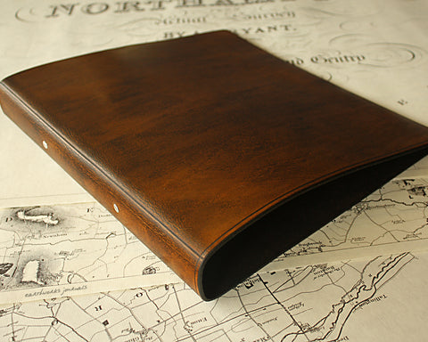 A4 dark brown leather 2 ring binder - plain classic - earthworks journals A4B005