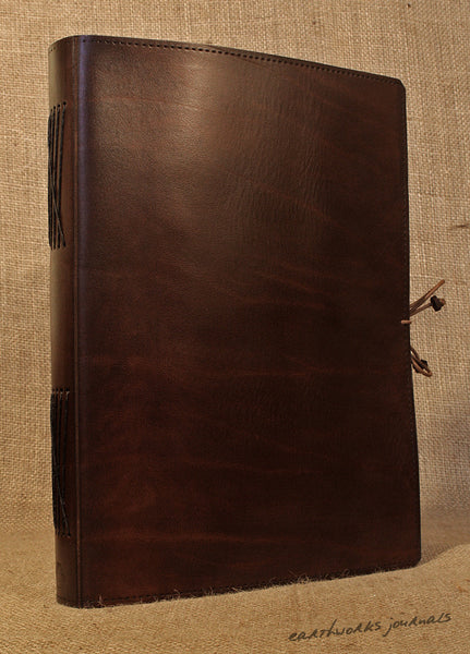 A4 dark brown leather journal - plain classic 3 - earthworks journals A4PC004