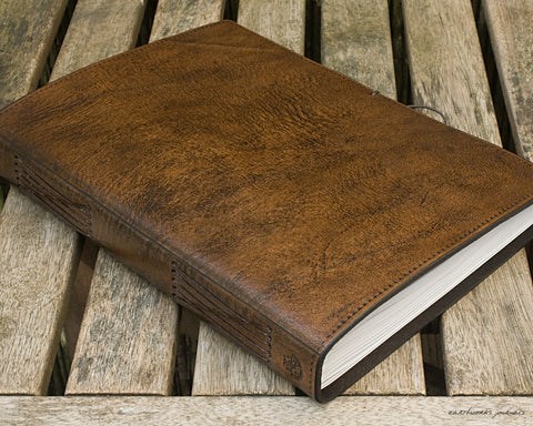 A4 dark brown leather journal - plain classic 4 - earthworks journals A4PC004