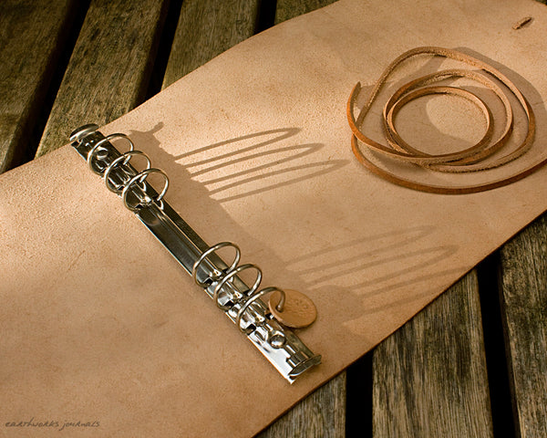 A5 distressed brown leather organiser 3 - wraparound - earthworks journals - A5WB003