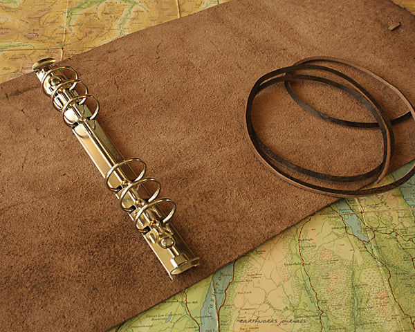 A5 distressed dark brown leather organiser - wraparound 3 - earthworks journals - A5WB001