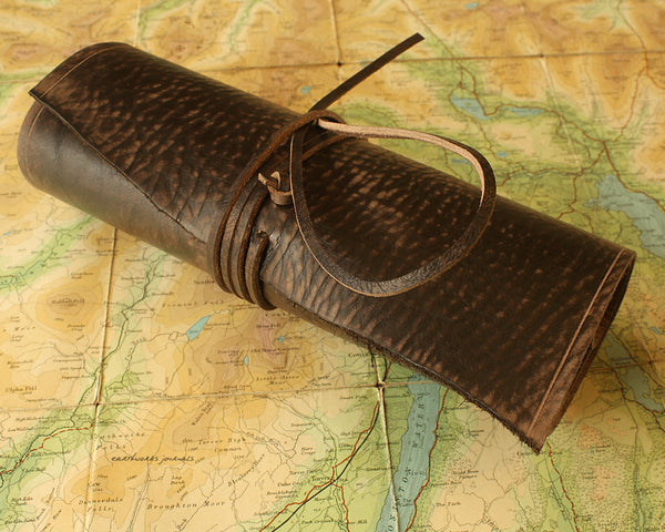 A5 distressed dark brown leather organiser - wraparound 6 - earthworks journals - A5WB001