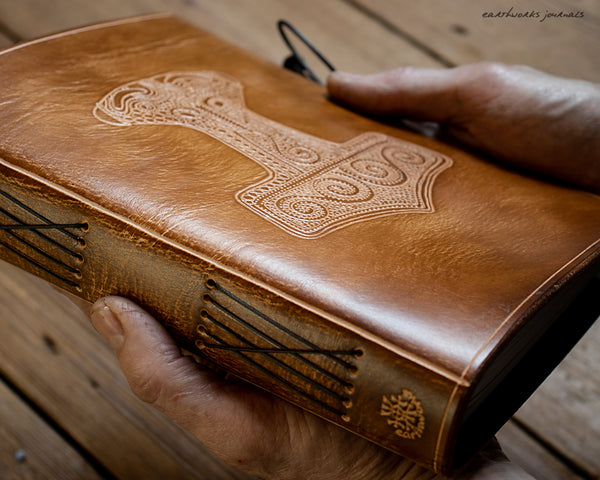 A5 VIKING MJOLNIR BROWN LEATHER JOURNAL 6 - EARTHWORKS JOURNALS OOAK11