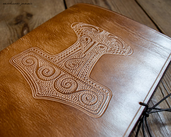 A5 VIKING MJOLNIR BROWN LEATHER JOURNAL 3 - EARTHWORKS JOURNALS OOAK11