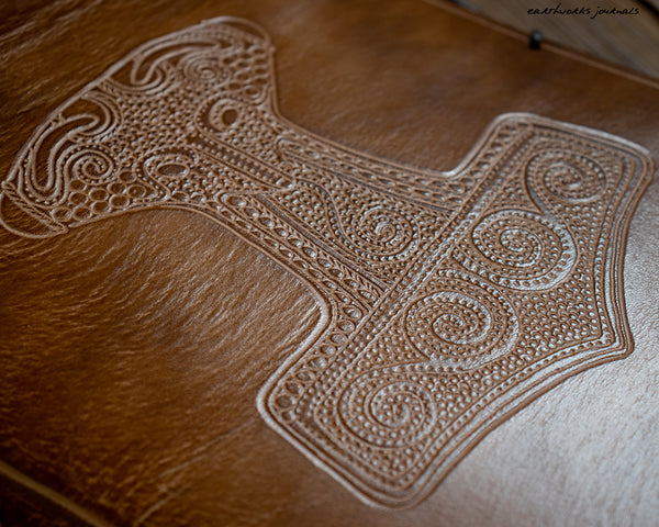 A5 VIKING MJOLNIR BROWN LEATHER JOURNAL 4 - EARTHWORKS JOURNALS OOAK11