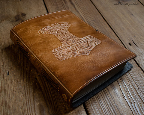 A5 VIKING MJOLNIR BROWN LEATHER JOURNAL 1 - EARTHWORKS JOURNALS OOAK11