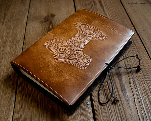 A5 VIKING MJOLNIR BROWN LEATHER JOURNAL 2 - EARTHWORKS JOURNALS OOAK11