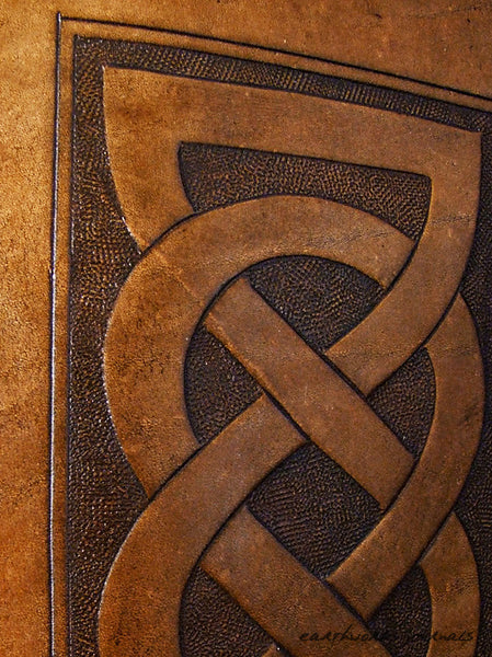 A5 brown leather journal - celtic friendship lovers knot detail - earthworks journals - A5C011