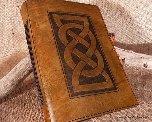 A5 brown leather journal - celtic friendship lovers knot - earthworks journals - A5C011