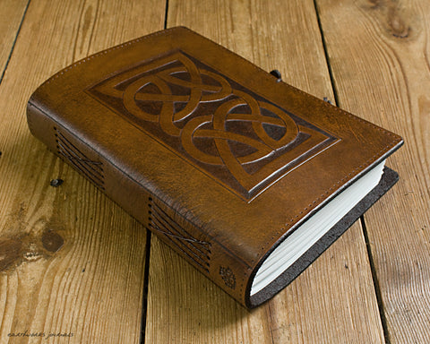 A5 brown leather journal - celtic knot 3 - earthworks journals - A5C017