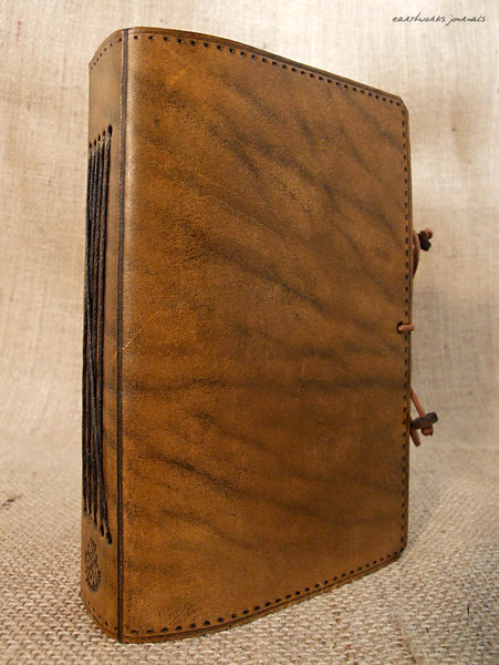 A5 brown leather journal - plain classic 2 - earthworks journals A5PC001