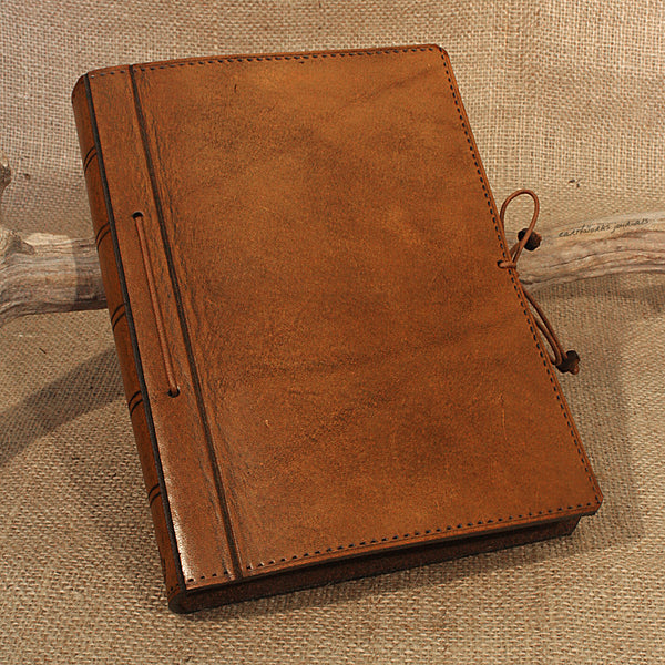 A5 brown leather journal - plain classic - earthworks journals A5PC003
