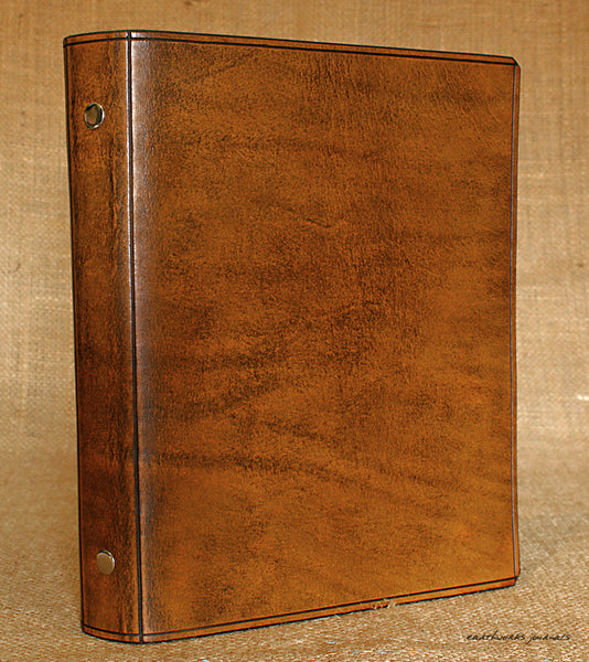 A5 brown leather slimline 6 ring binder - organiser - planner - plain classic 2 - earthworks journals A5SF001