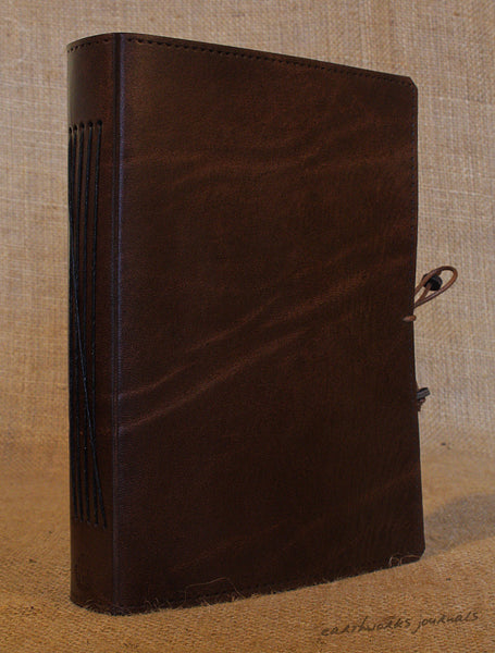 A5 dark brown leather journal - plain classic 2 - earthworks journals A5PC005