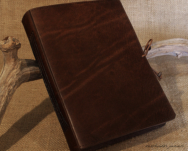 A5 dark brown leather journal - plain classic - earthworks journals A5PC005