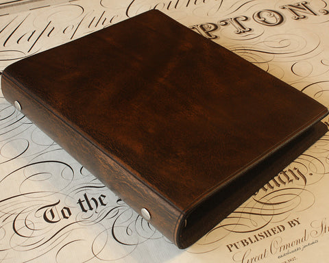 A5 dark brown leather 6 ring binder - organiser - planner - plain classic - earthworks journals A5F001