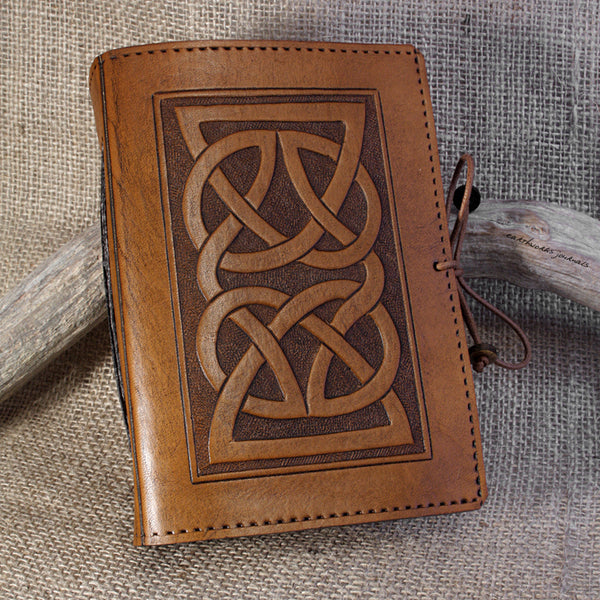 A6 brown leather journal - celtic knot 2 - earthworks journals - A6C004