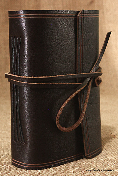 A6 rugged dark brown leather journal - wraparound 4 - earthworks journals - A6W002