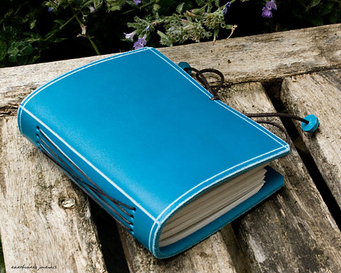 A7 classic sky blue leather journal - plain classic - earthworks journals - A7PC004