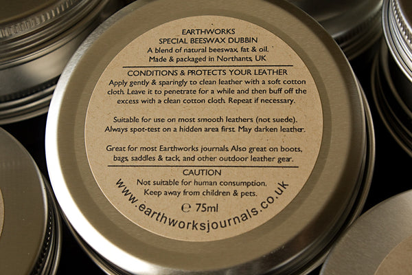 Earthworks special leather stuff 5 - natural beeswax dubbin - earthworks journals
