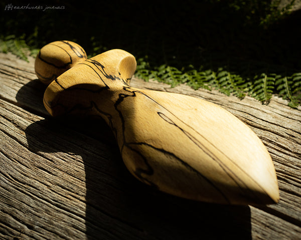 Hand Carved Wooden Goddess Poppet in Spalted Beech 4 - Heath and Hearth - Earthworks Journals HHWG002