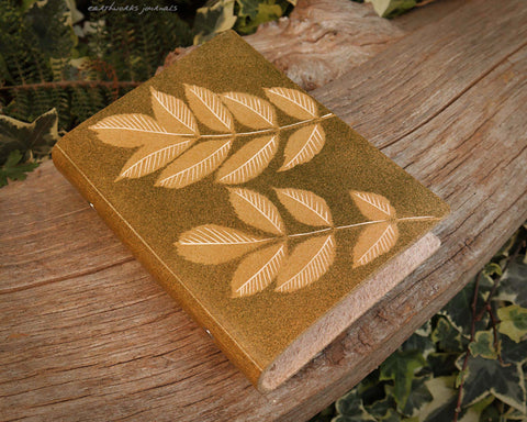 personal size leather planner with ash leaf design