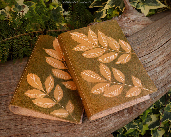 personal size leather planner with ash leaf design