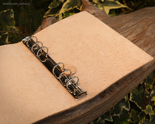 personal size leather planner with ash leaf design