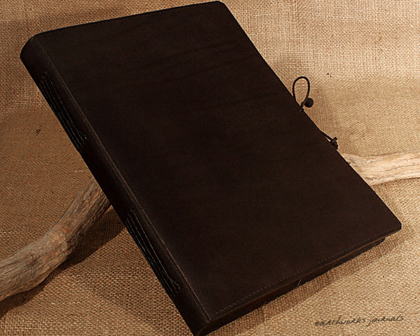 A4 black leather journal - plain classic - earthworks journals A4PC002
