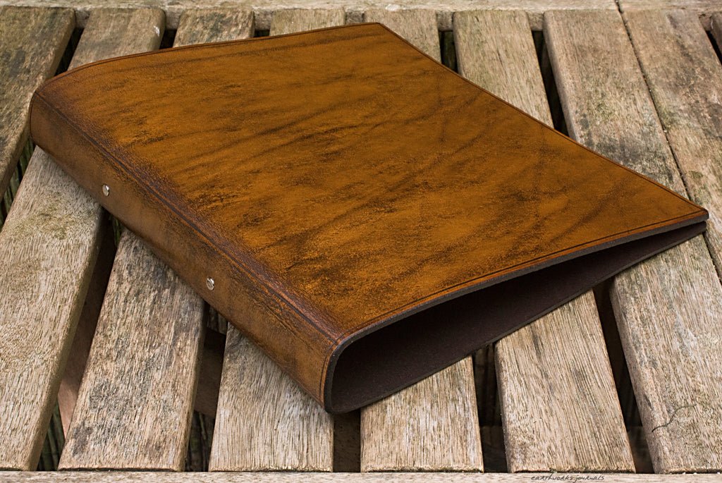 A4 Brown Leather 2 Ring Binder, Plain Classic Presentation Folder