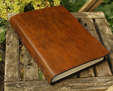 A4 brown leather journal - plain classic 3 - earthworks journals A4PC001