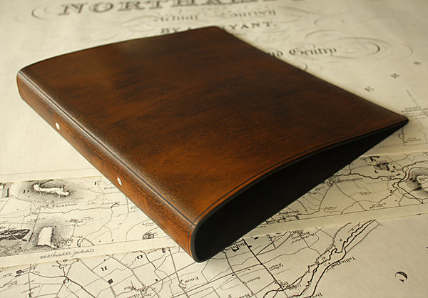 A4 dark brown leather 2 ring binder - plain classic - earthworks journals A4B005