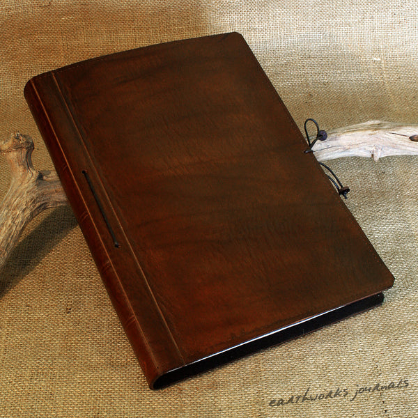 A4 dark brown leather journal - plain classic 3 - earthworks journals A4PC005