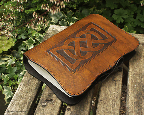A5 brown leather journal - celtic friendship lovers knot - earthworks journals - A5C019
