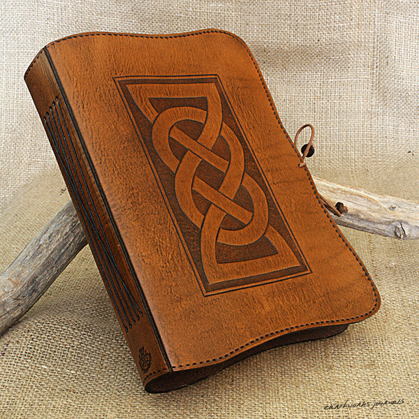 A5 brown leather journal - celtic friendship lovers knot 2 - earthworks journals - A5C019