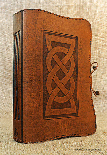 A5 brown leather journal - celtic friendship lovers knot 3 - earthworks journals - A5C019