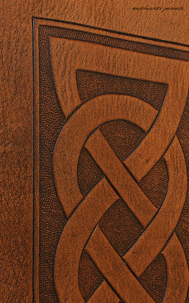 A5 brown leather journal - celtic friendship lovers knot detail - earthworks journals - A5C019