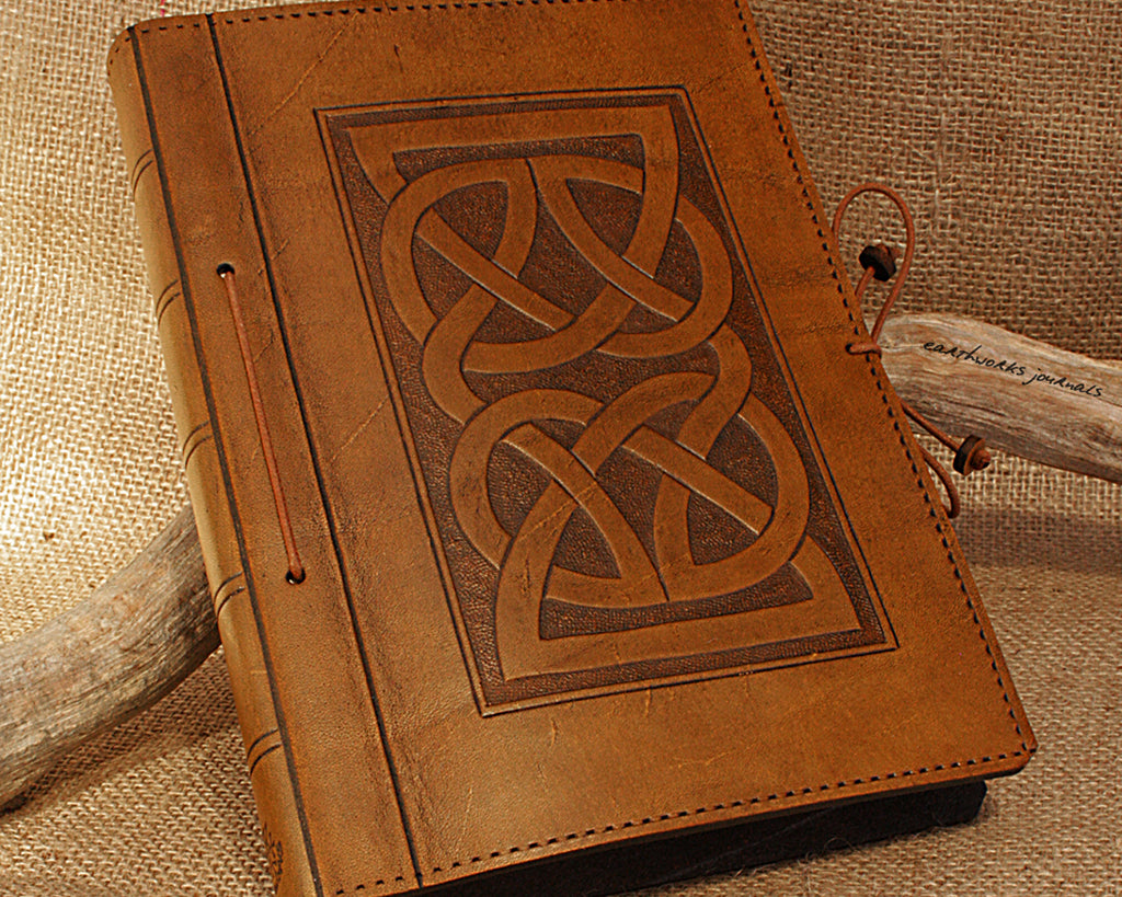 A5 brown leather journal - celtic knot - earthworks journals - A5C001