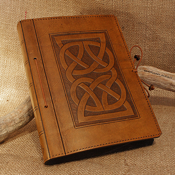 A5 brown leather journal - celtic knot - earthworks journals - A5C001