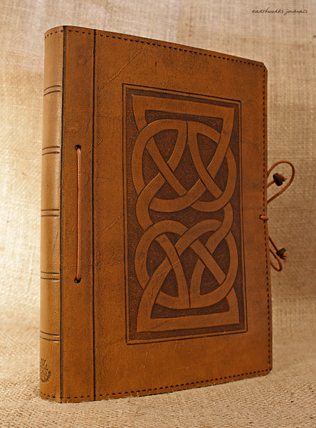 A5 brown leather journal - celtic knot 2 - earthworks journals - A5C001