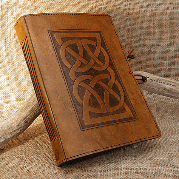 A5 brown leather journal - celtic knot - earthworks journals - A5C017