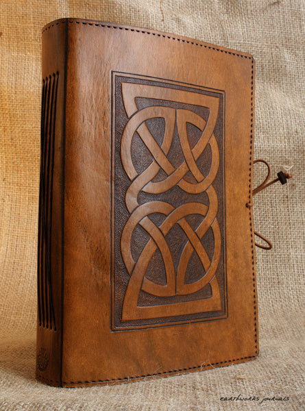 A5 brown leather journal - celtic knot 2 - earthworks journals - A5C017