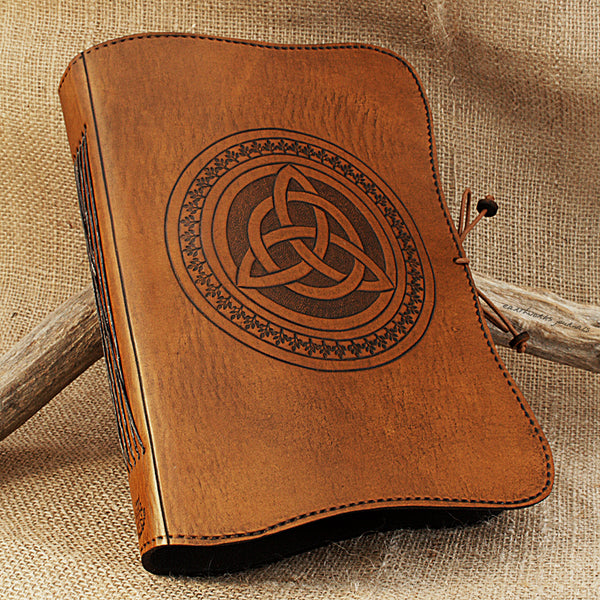 A5 brown leather journal - celtic triquetra - earthworks journals - A5C013