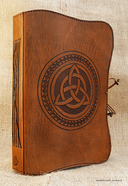 A5 brown leather journal - celtic triquetra 2 - earthworks journals - A5C013
